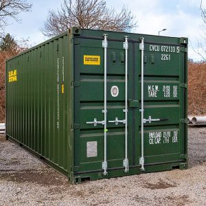 Green 20ft Storage container side view