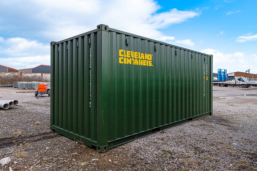 20ft storage container side and end view on gravel